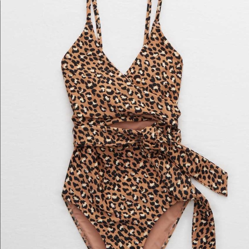 aerie Leopard Wrap One Piece